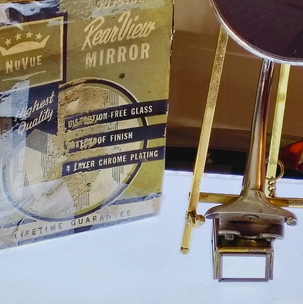 Vintage NuVue Rear View Mirror w/ Original Box – 1950s Automotive Accessory – Di